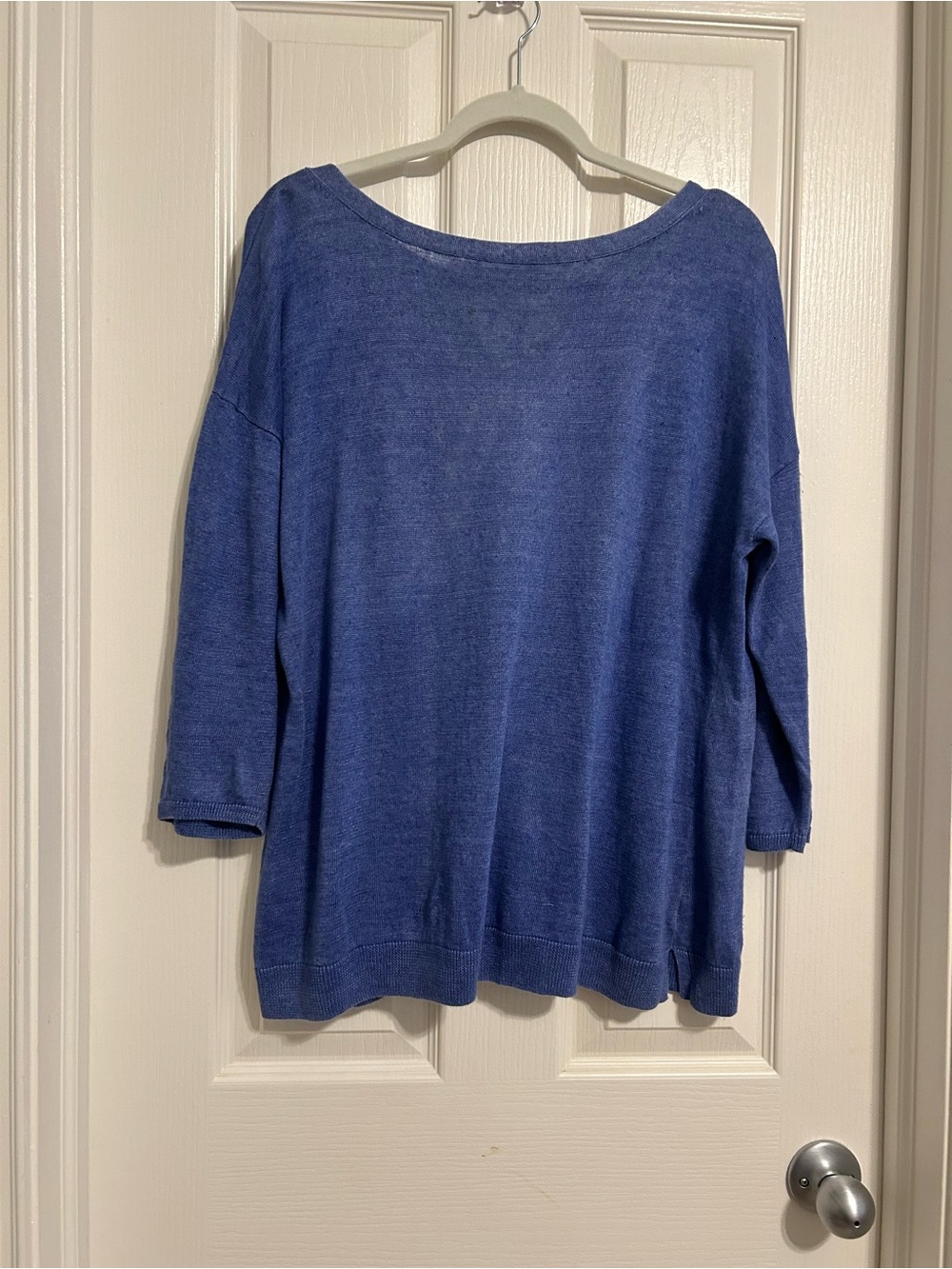 Talbots Blue Scoop Neck Lightweight Sweater with Tassel Tie Back